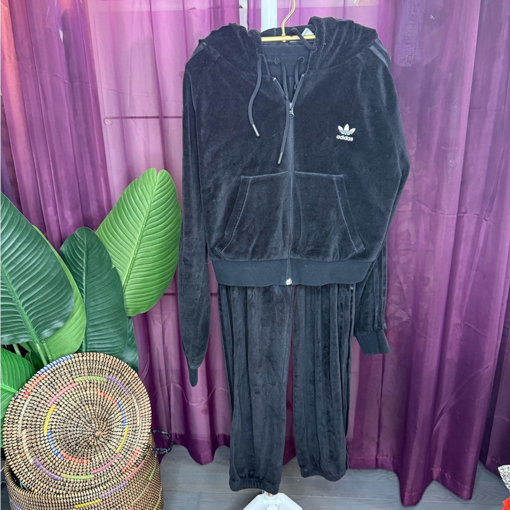 Adidas Black Velour Tracksuit